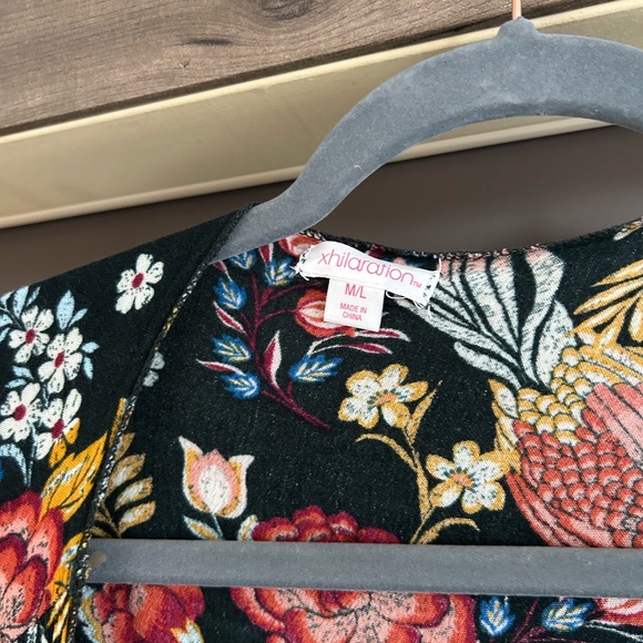 Boho Chic Floral & Bird Print Kimono Cardigan by Xhilaration - Picture 2 of 3